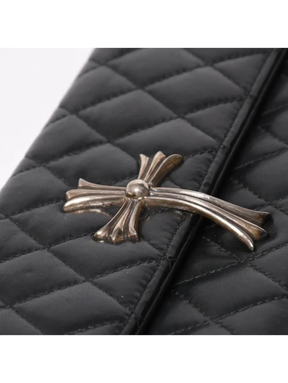 Chrome Hearts Dinner Clutch Large Cross Matelasse Lambskin Black